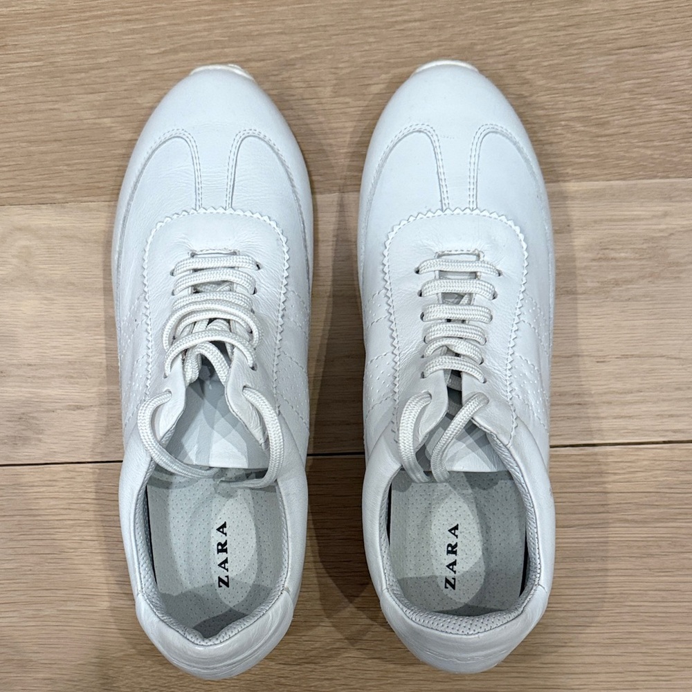 Never Worn ZARA Women’s Leather Sneakers, Size 39 (US 8.5)